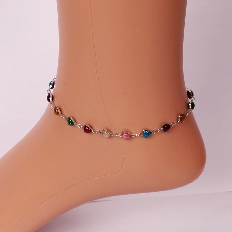 Bohemian Ethnic Necklace Anklet Women Colorful Small Heart Set