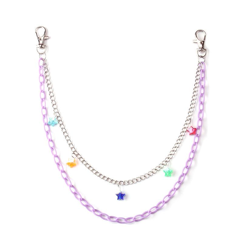 Jewelry fashion popular punk acrylic all-match double-layer pentagram pendant pants chain