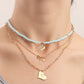 Jewelry bohemian sky blue crystal beads love dragonfly pendant necklace female niche design sense