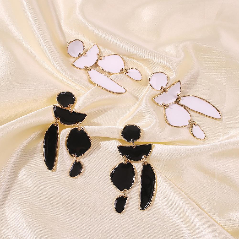 E8466 Exaggerated Irregular Alloy Drip Earrings ZA Simple Color Glaze Long Stud Earrings