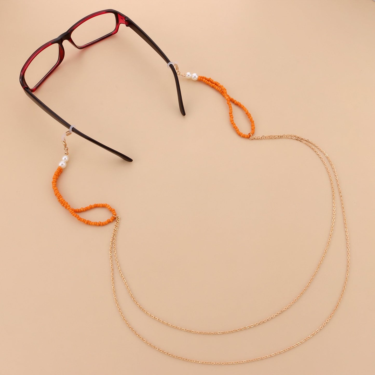 Jewelry Ladies Orange Beads Trend Glasses Chain Simple Personality Mask Accessories