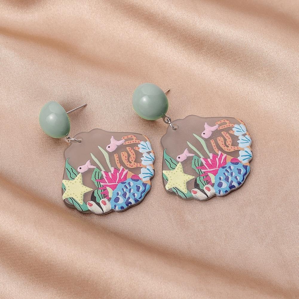 Acrylic plate graffiti earrings ocean world earrings niche personality design girly accessories