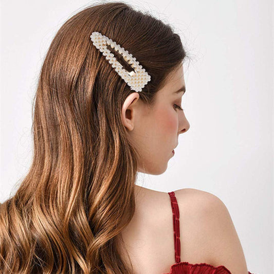 Jewelry One Word Pearl Alloy Hair Clip Headdress Feminine Spring Fashion All-Match Hair Accessories