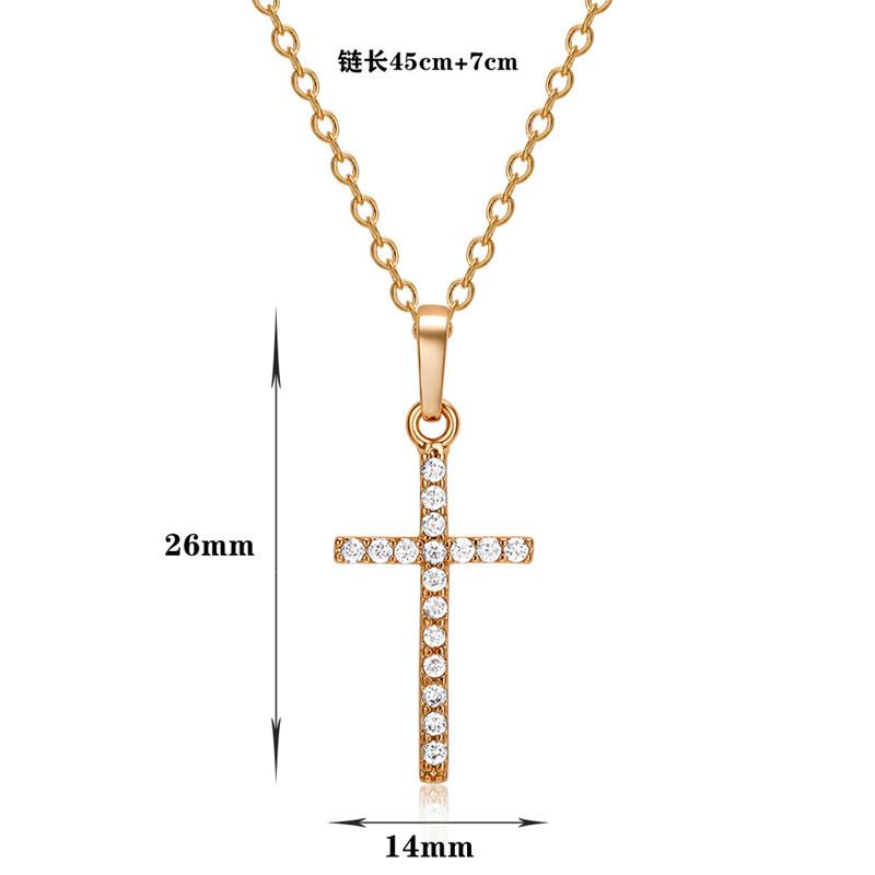 Hip-hop square zircon cross necklace punk personality male and female couple pendant accessories