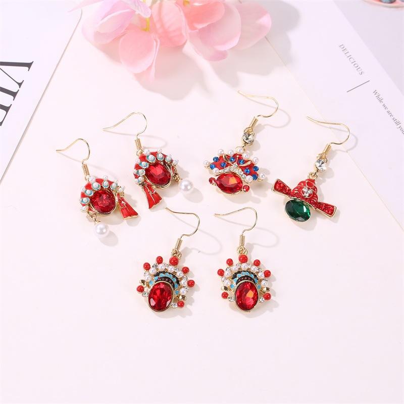 Chinese Retro Jewelry Creative Peking Opera Face Makeup Earrings Knife Ma Dan Ring Necklace Female Net Red Opera Jewelry