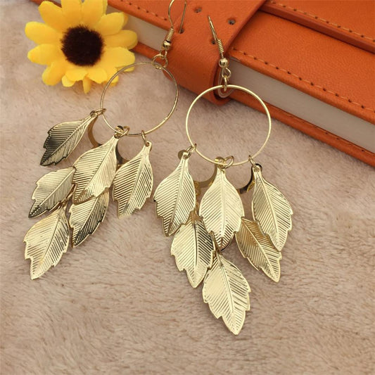 Metal Earrings Leaves String Ring Ladies Earrings Earrings Earrings Stud Jewelry