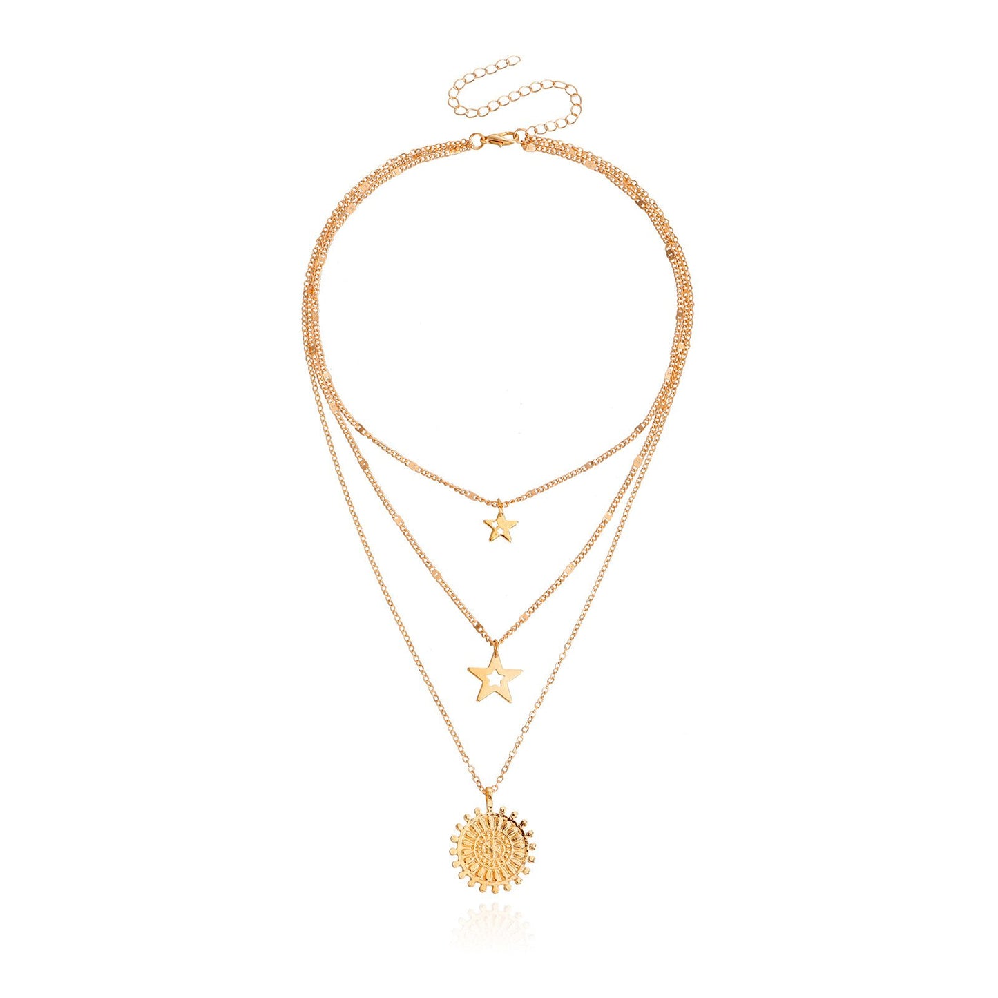 Jewelry punk multi-layer pentagram geometric pendant necklace female niche design high-end necklace