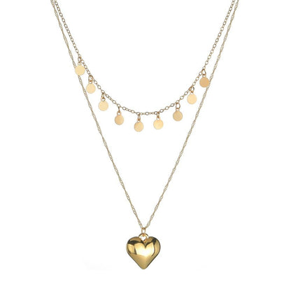 Fashion CCB Peach Heart Necklace Round Iron Clavicle Chain Necklace Ladies Jewelry