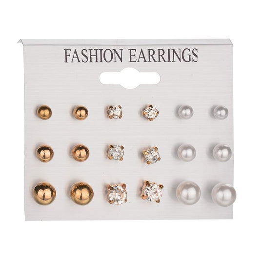 Earrings Fashion Fashion Pearl Rhinestone Alloy Small Stud Earrings Women Jewelry