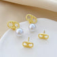 Retro temperament pearl earrings female ins fashion simple metal geometric earrings net red earrings trend