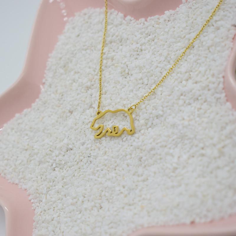 Titanium Steel Hollow Karaoke Bear Necklace Bear Clavicle Chain Women's Fashion Accessories Simple Cute First Jewelry Internet Celebrity