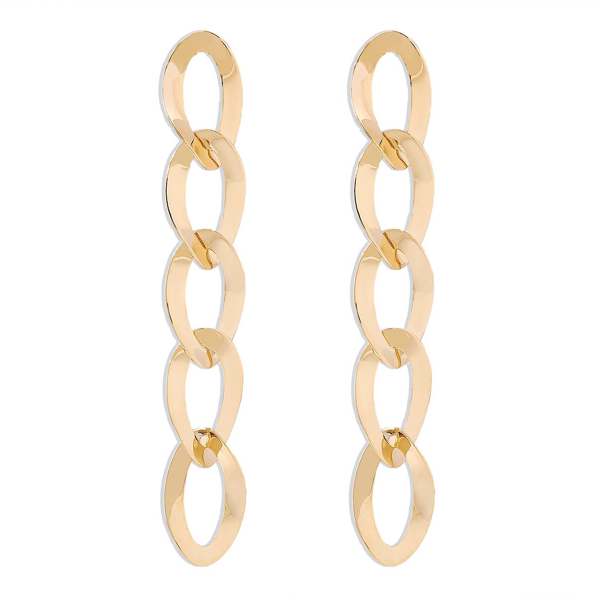 E158 Exaggerated Personality Long Earrings Glossy Chain Retro Cool Fashion Geometric Earrings Women