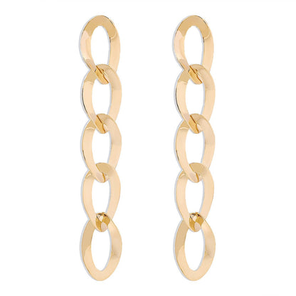 E158 Exaggerated Personality Long Earrings Glossy Chain Retro Cool Fashion Geometric Earrings Women