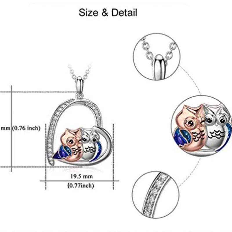 Jewelry Owl Heart Pendant Necklace Female Niche Design Sense Summer Cartoon Pattern Jewelry