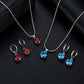 Fashion Temperament Jewelry Necklace Earrings Two-Piece Set Round Multicolor Zircon Pendant Set
