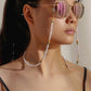Fashion heart-shaped pearl glasses chain retro flower beaded color matching mask chain temperament love necklace
