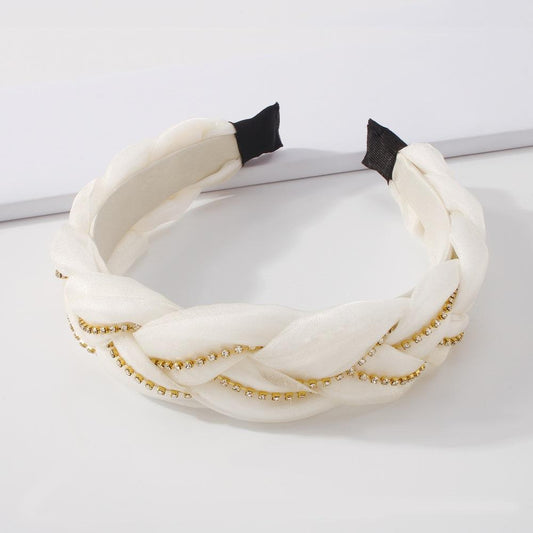 F3915 Fashion temperament elegant headdress light luxury claw chain simple niche braid rhinestone fabric headband
