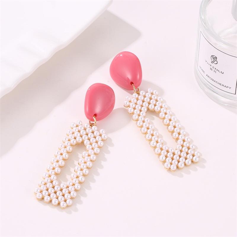 Exaggerated geometric earrings imitation pearl fashion net red candy earrings earrings earrings trendy ear accessories