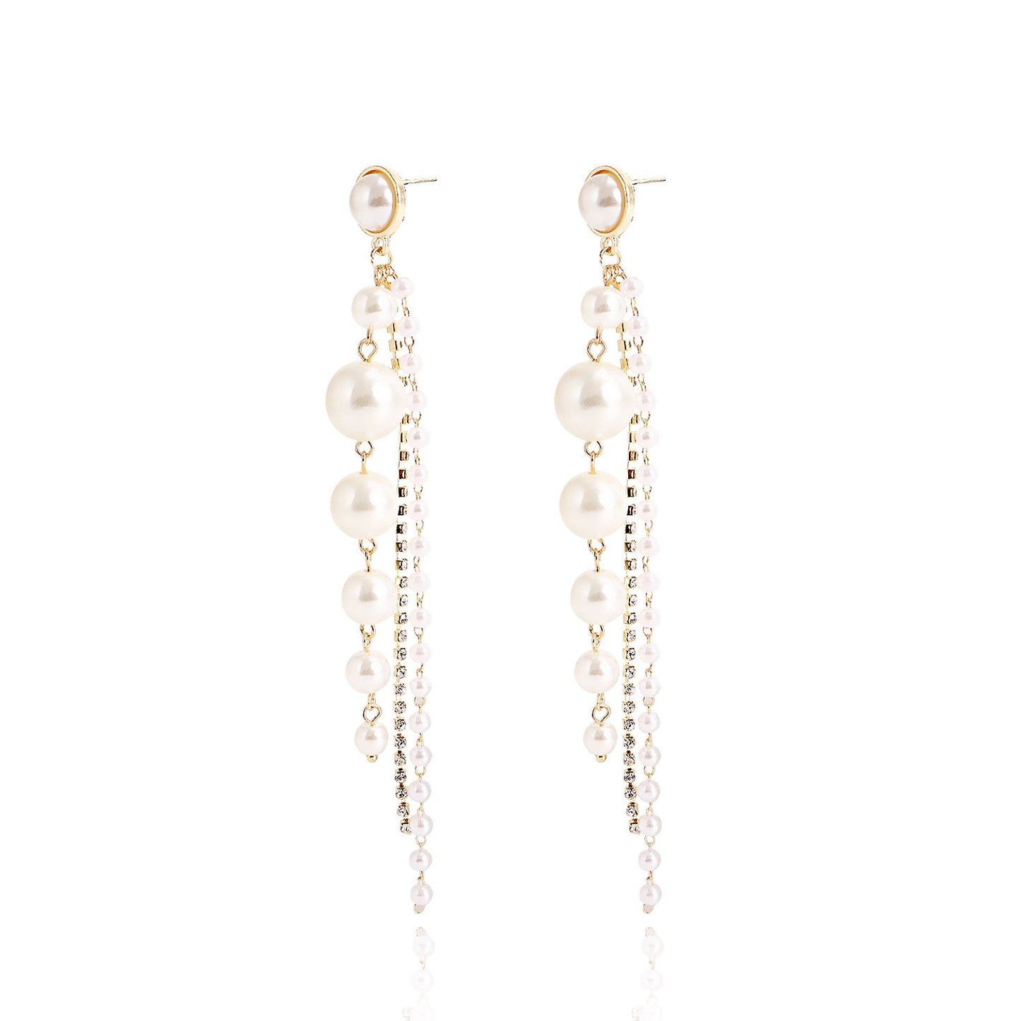 Jewelry ins geometric imitation pearl claw chain tassel earrings female hot girl earrings high-end niche