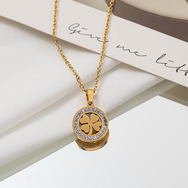 Kuaishou live broadcast fashion inlaid zircon four-leaf clover necklace femininity girls high sense creative simplicity