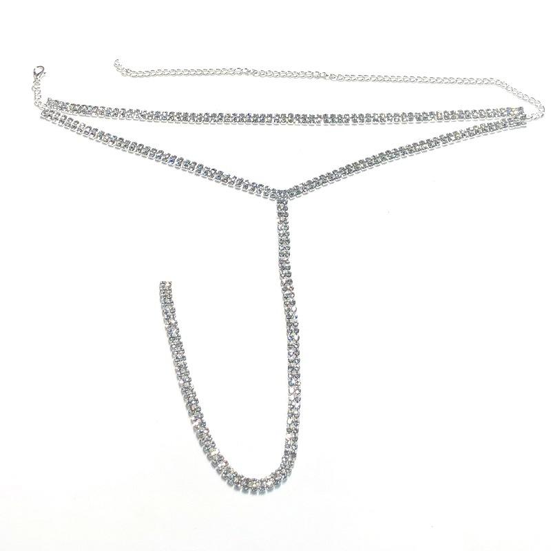 Simple fashion trendy double drainage diamond chain neck chain collarbone chain double T-shaped pendant necklace neck chain sweater chain