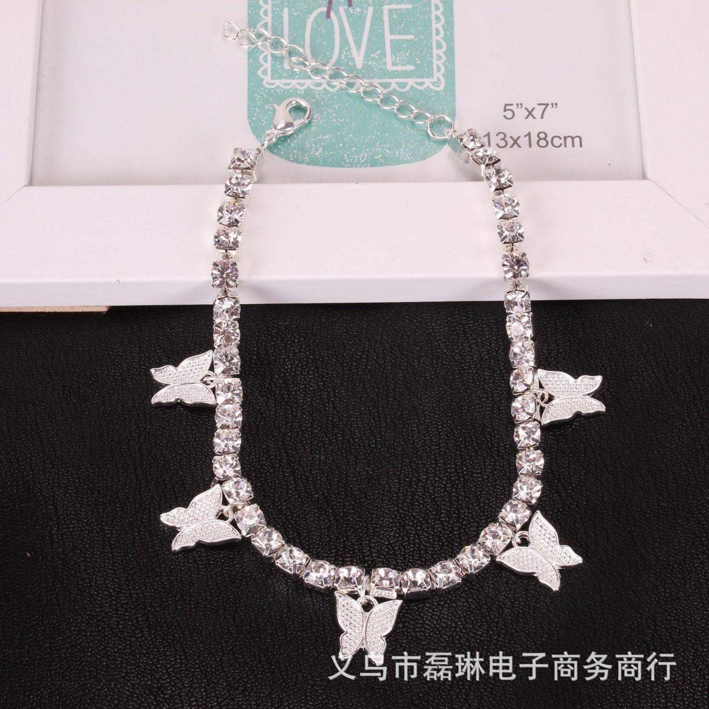 Creative Rhinestone Small Butterfly Pendant Anklet Bracelet Popular Butterfly Element Zircon Shiny Foot Jewelry