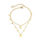 Jewelry Simple Metal Three-dimensional Geometric Necklace Retro Portrait Sequin Tassel Double Layer Necklace Female