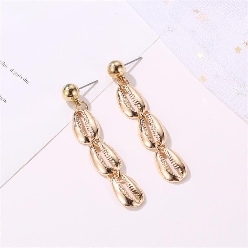 Natural shell earrings simple metal all-match tassel shell earrings earrings earrings ethnic personality earrings