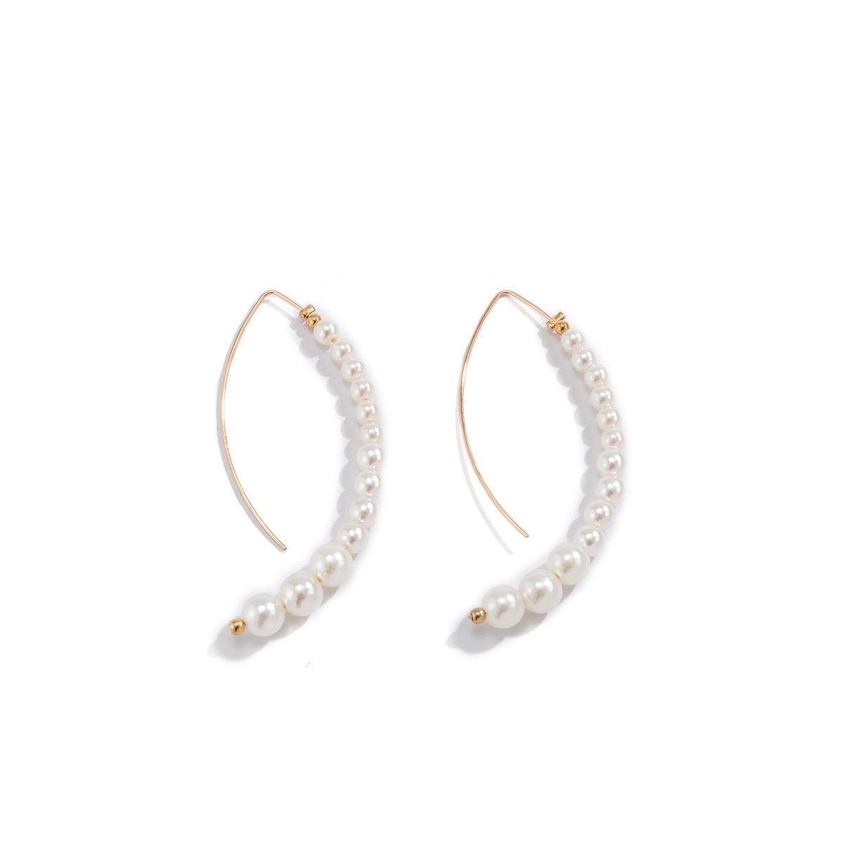 Jewelry Temperament Cold Water Drop Imitation Pearl Earrings Versatile Geometric Metal Earhook Earrings Women