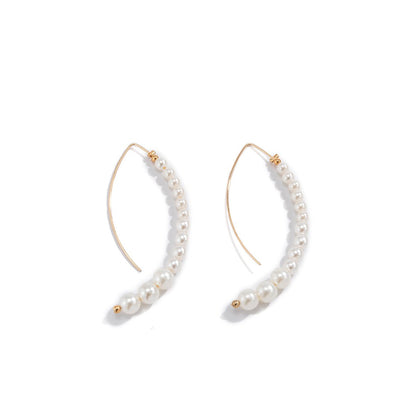 Jewelry Temperament Cold Water Drop Imitation Pearl Earrings Versatile Geometric Metal Earhook Earrings Women