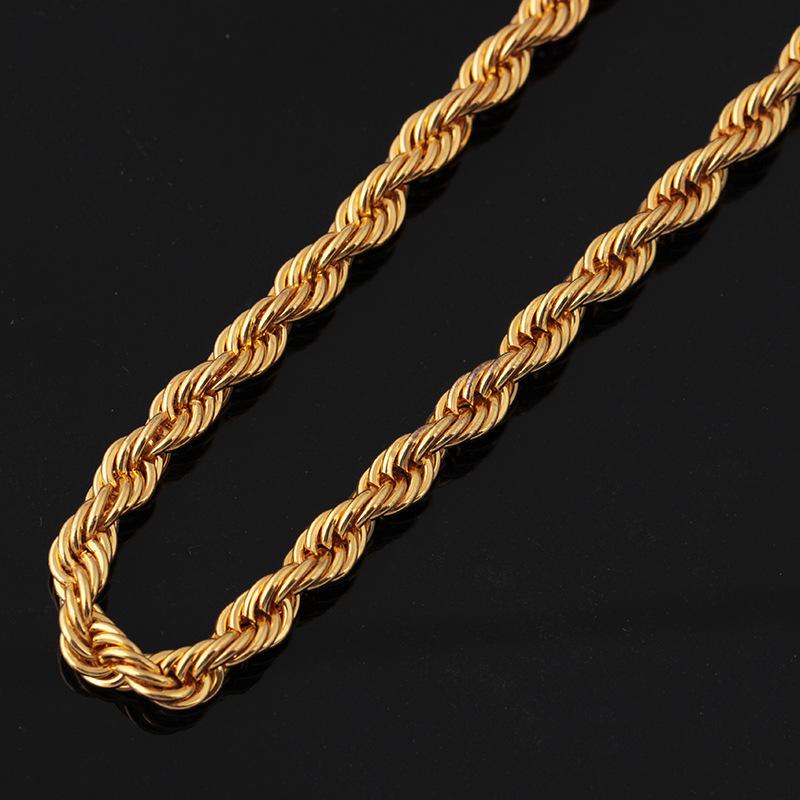 Men's Personality Fashion Gold Necklace Twist Chain Simple Versatile Items Jewelry