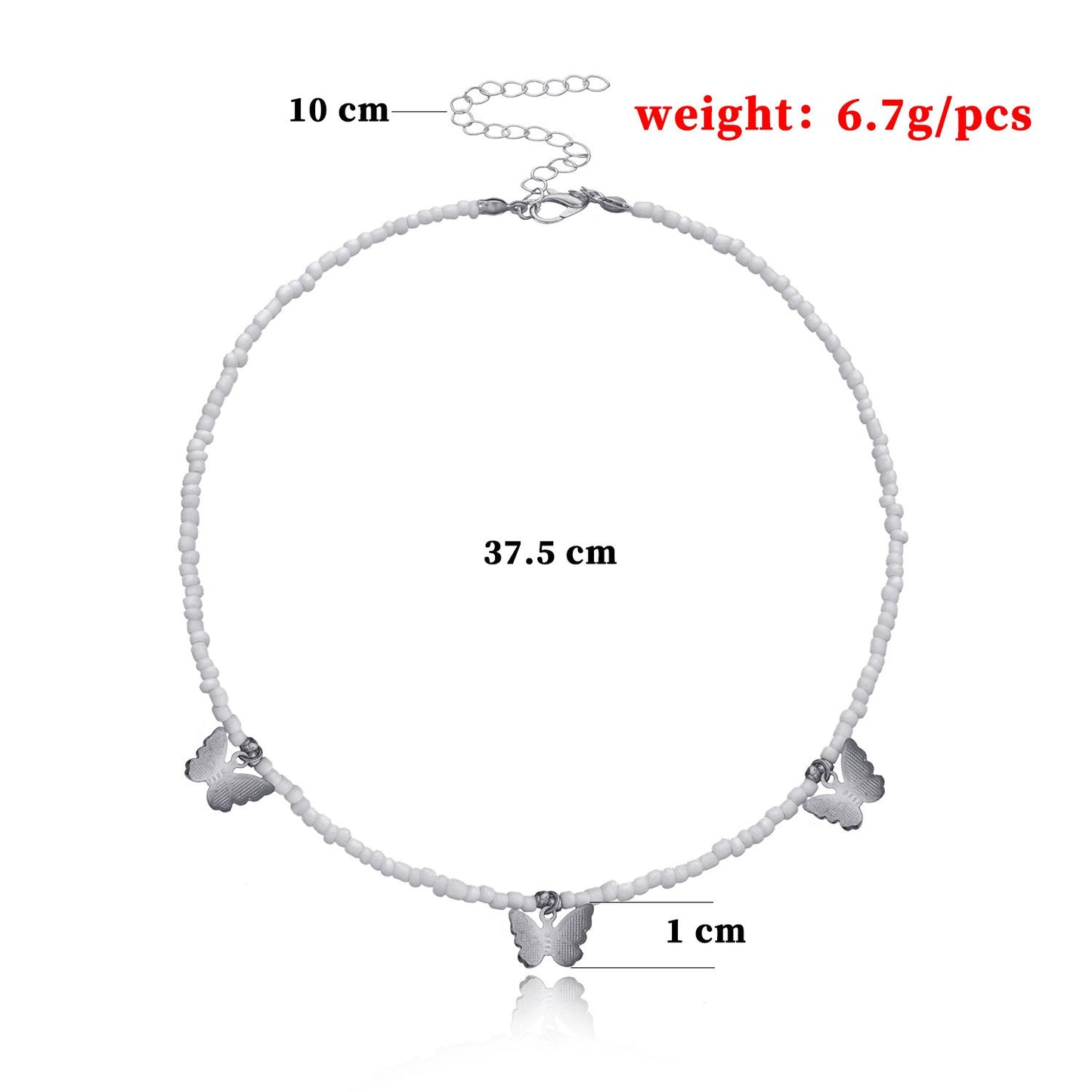 Jewelry Fashion Geometric Alloy Butterfly Choker Necklace Ladies Solid Color Rice Beads Customizable Necklace