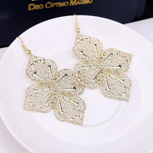 Direct Supply Fashionable Simple Mori Hollow Big Maple Leaf Earrings Earrings