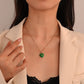 Fashion enamel dripping oil double love necklace French light luxury inlaid peach heart pendant clavicle chain simple necklace