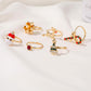 Christmas Ornaments Cute Cartoon Elk Christmas Tree Ring 6-Piece Set Drip Oil Opening Adjustable Ring Jewelry