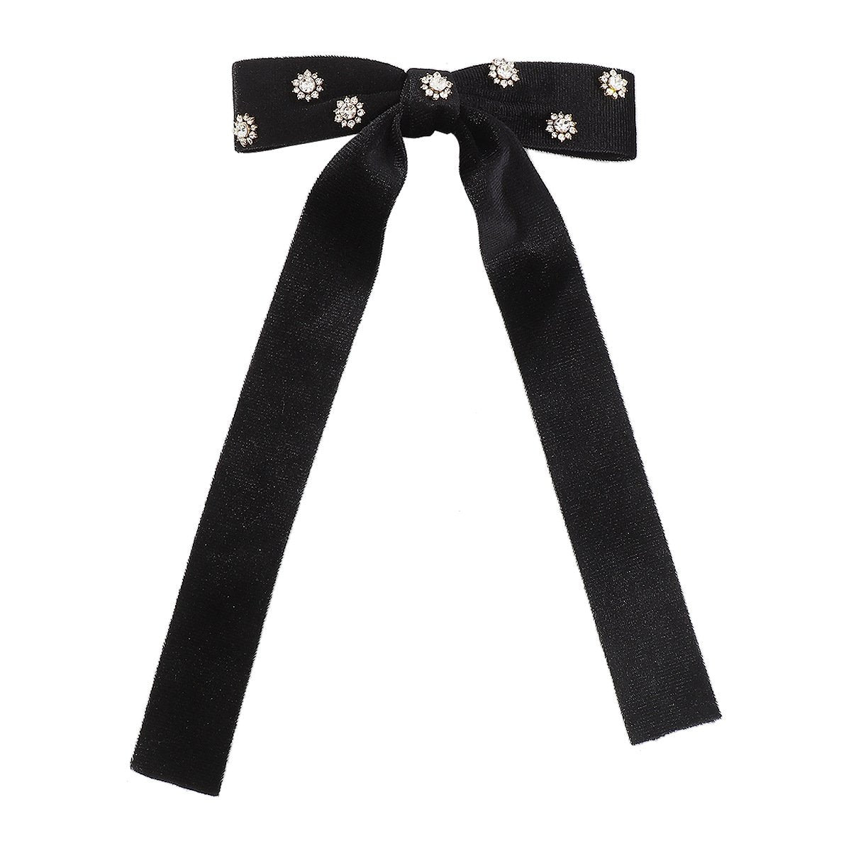 F5272 Autumn and Winter Temperament Flannel Personality Rhinestone Spring Clip Bowknot Light Luxury Retro Rhinestone Lengthening Hair Clip