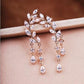 Fashionable Leaf Tassel Earrings Simple Zircon Stud Earrings Alloy Jewelry