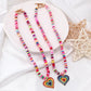 Niche design sense rainbow color soft pottery beaded gradient color love necklace female simple all-match necklace