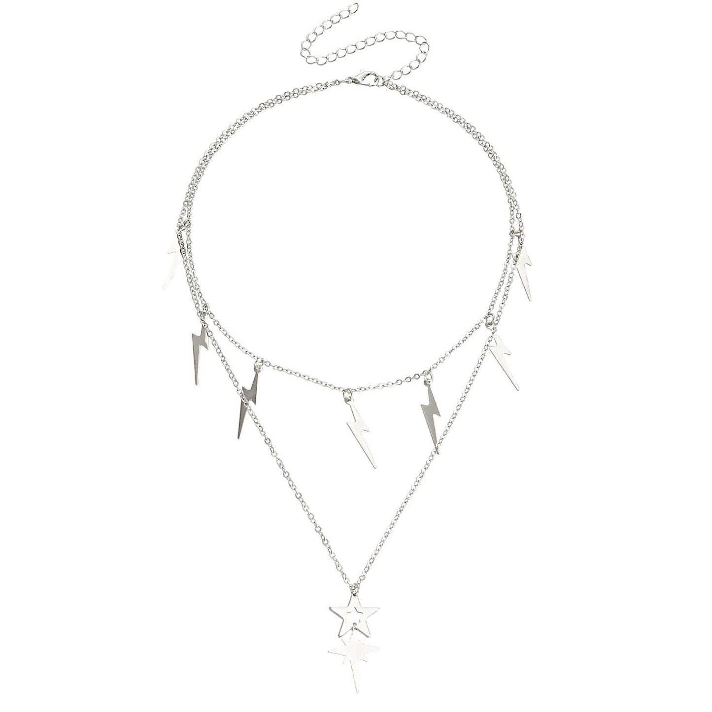 Lightning star stacked multi-layered necklace simple tassel trend clavicle chain set neck chain women's accessories