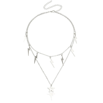 Lightning star stacked multi-layered necklace simple tassel trend clavicle chain set neck chain women's accessories