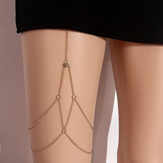 Sexy Night Jewelry Fashion Simple Chain Leg Chain Female Thigh Body Chain Anklet Seaside Vacation Accessories