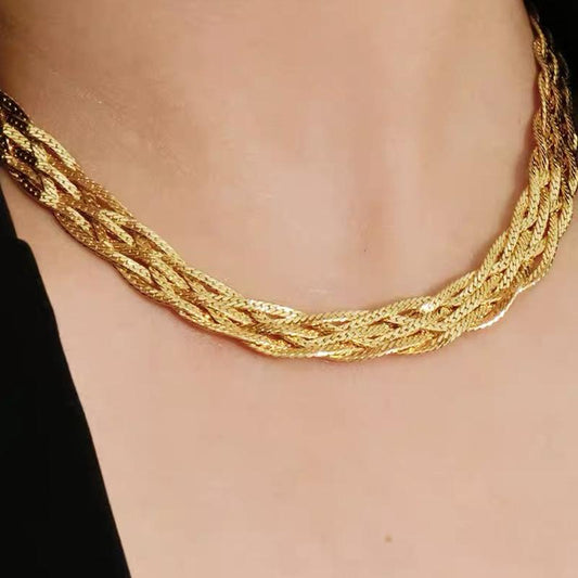 Jewelry Personality Trend Snake Bone Chain Woven Necklace Retro Versatile Geometric Metal Necklace Women