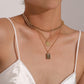 Jewelry Fashion Geometric Square Glass Pendant Necklace Female Exaggerated Aluminum Chain Disc Multilayer Necklace