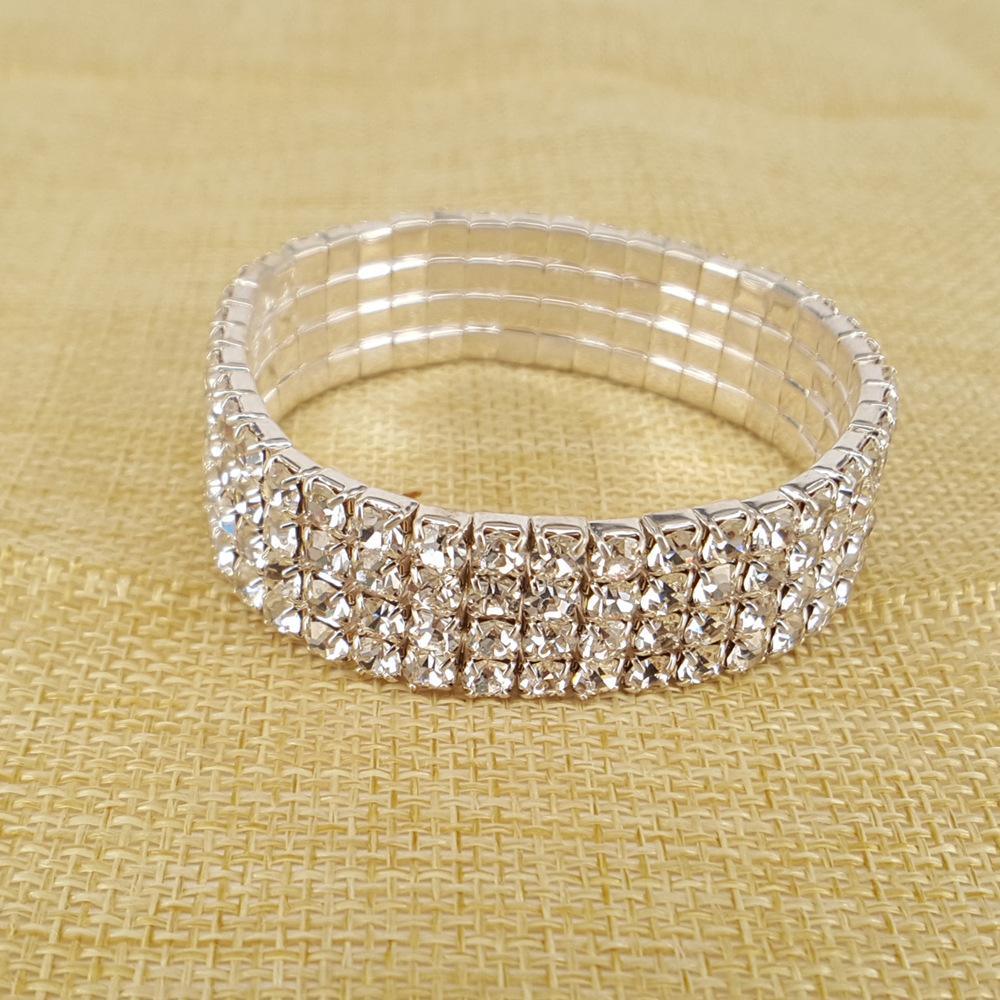 Bride Wedding Dress Accessories Bracelet 4 Drainage Diamond Elastic Bracelet Bright Color Temperament Bracelet