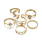 Accessories Bohemian Vintage Hexagram Knuckle Ring Set of 6 Rings Women Jewelry