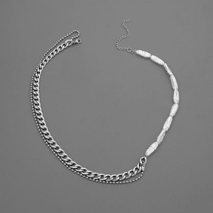 Trendy shaped baroque stainless steel NK chain bead chain splicing pearl necklace titanium steel personalized clavicle chain