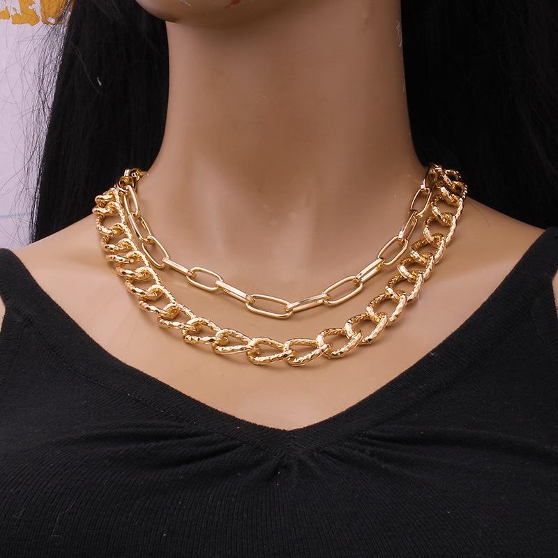 Jewelry Hip Hop Punk Metal Chain Necklace Female Fashion Street Shot Trendy Geometric Clavicle Necklace