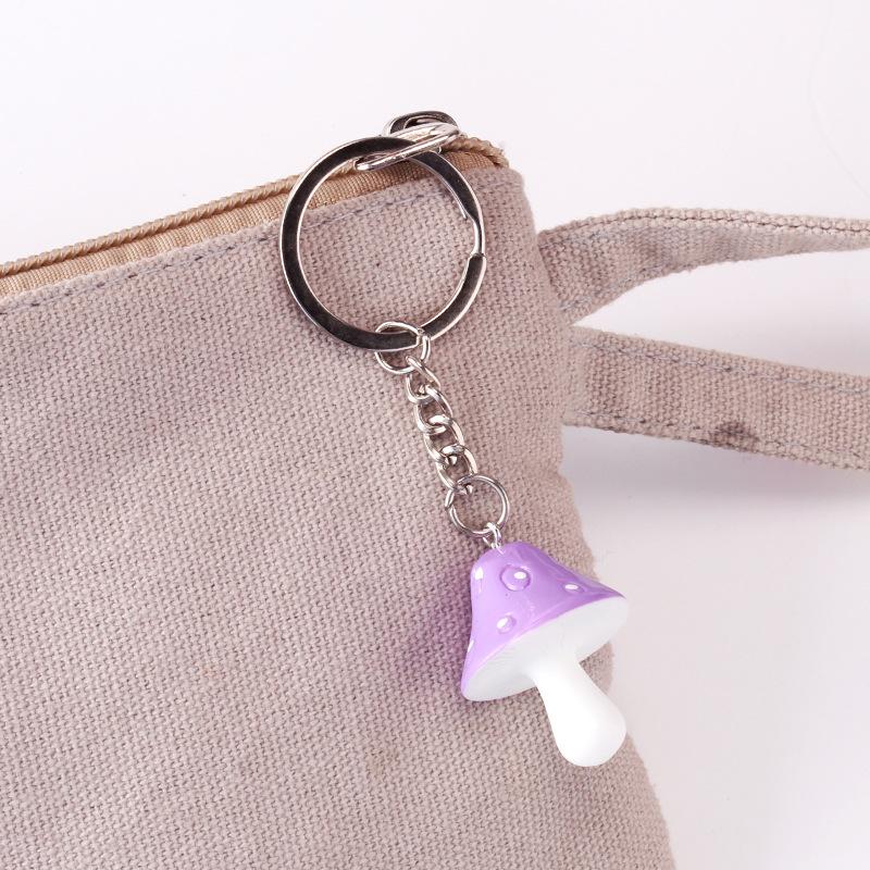 Creative cartoon color small mushroom key chain bag mobile phone car key ring pendant cartoon mushroom pendant