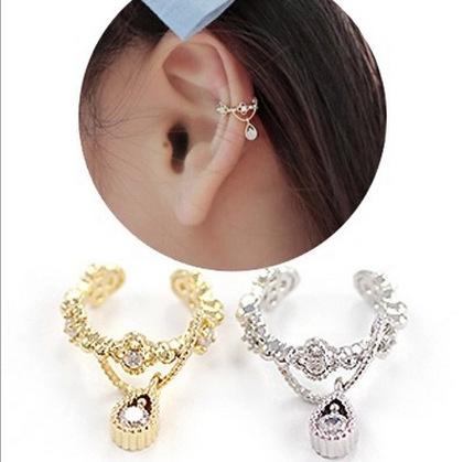 Personalized pierced ear clip fashion simple rhinestone water drop zircon earrings jewelry