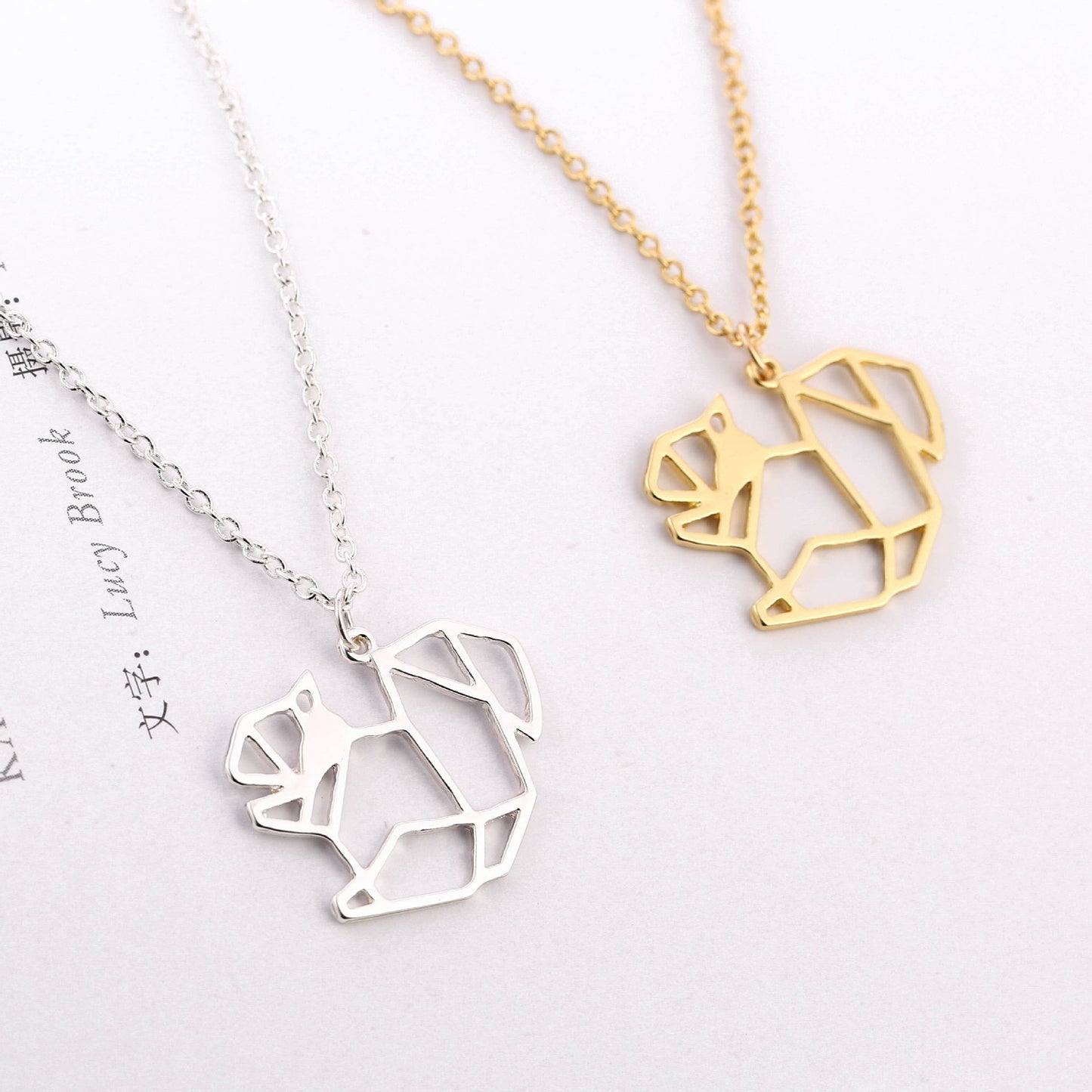 Necklace Cute Hollow Squirrel Necklace Female Geometric Stitching Personality Animal Pendant Clavicle Chain